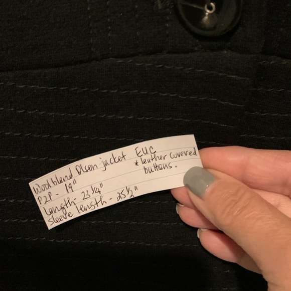 Beautiful wool blend Olsen tailored black jacket. Estimated Sz medium. EUC. - Picture 10 of 10